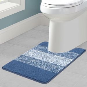 Enyhom Tapis de Toilette Ultra Doux Tapis WC Contour Antid&eacute;rapant Lavable en Machine, Absorbant l'eau Tapis de Bain Extra Epais Tapis Salle de Bain 50 x 60 cm, Bleu (Pauwer Enyhom, neuf)