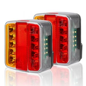 Yuanjoy Pack de 2 feux arrière de remorque, éclairage de remorque étanche 12V feux arrière universels, avec éclairage de plaque d'immatriculation, catadioptres, certification E-marque (Yuanjoy, neuf)