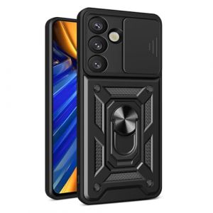 HONLEN Coque Convient pour Samsung Galaxy S25 FE (6.7" inches), Étui PC Armor Ring Stand avec Base Magnétique - Noir (HONLEN, neuf)