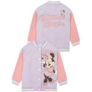Disney Minnie Mouse Blouson Bombardier, Minnie Veste Enfant Fille, Veste Fille Coton, Violet 5-6 ans (Character FR, neuf)