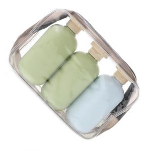 TOPBATHY 3 pi&egrave;ces Kit de Flacons Voyage &Eacute;tanches et R&eacute;utilisables avec Sac Transparent Bouteilles Souples pour Lotion Shampooing Hygi&egrave;ne Avion et D&eacute;placements (Parham Ring, neuf)