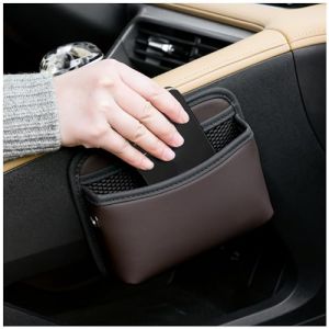 Qirc Organisateur de Poche lat&eacute;rale en Cuir synth&eacute;tique pour Voiture - Support Universel pour t&eacute;l&eacute;phone Portable - pour si&egrave;ge de Voiture - Accessoire de Rangement pour Porte de Voiture (Marron) (AutoWays, neuf)