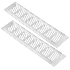 ZESLIV Lot de 2 grilles d'a&eacute;ration blanches rectangulaires en aluminium pour armoire de cuisine, armoire &agrave; chaussures et penderie, 80 mm x 350 mm (ZESLIV, neuf)