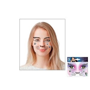 Lot de 6 - Carte tatouage temporaire motif 'chat' adhésif glitter (LP-Divertissements, neuf)