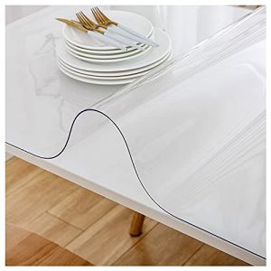 Protection de table 80 x 120 cm Transparente 2mm PVC Lavable Nappe de table imperm&eacute;able pour la maison et la cuisine 31,4 x 47,2 pouces (Transparent, 80 x 120 cm) (LAVAOUK, neuf)