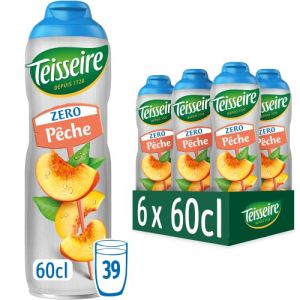 Teisseire Z&eacute;ro Sucre, Sirop P&ecirc;che pour Boisson Rafra&icirc;chissante, Cocktails, Bidon (Pack de 6) (THE SIROP SHOP, neuf)
