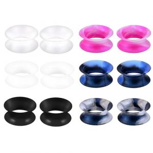 Uwiyo 6 Paires Écarteur d Oreilles en Silicone, Tunnel Oreille Plugs d'oreille en Silicone Flexibles Coloré Plug Ecarteur Oreille Tunnels de Chair Forme de Cerceau Unisexe, 3-20mm (14mm) (JOFFY MOCO Store, neuf)