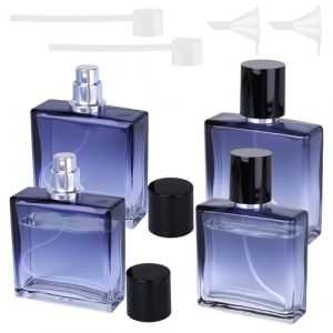 4 Pi&egrave;ces Vaporisateur Parfum Rechargeable, Vaporisateur Parfum Vide avec Entonnoir et Distributeur de Parfum, Bleu D&eacute;grad&eacute; Atomiseur Parfum, Hommes et aux Femmes, Convient aux Voyages (30 ml/50 ml) (perzsjvn, neuf)