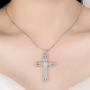 Collier Croix En Zirconium Collier Pendentif Croix Crucifix En Zirconium Collier Pendentif Croix En Diamant Simulé Collier Choker En Argent Chaîne Clavicule Bijoux De Mariage Pour Femmes Filles (Wendalern, neuf)