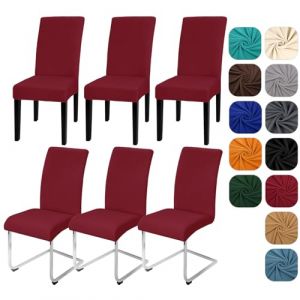 Yugarlibi Lot de 6 housses de chaise extensibles pour chaise basculante - Amovible et lavable - Protection pour cuisine, restaurant, hôtel, banquet, mariage (bordeaux, 6 pièces) (Yingchengda Direct Store, neuf)