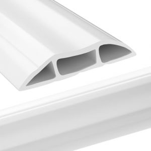 Passe Câble Sol 2M, Blanc Couvre-câble de Sol, Protecteur de câbles de Plancher de 2 mètres avec 3 passages pour câbles et Fils, Cache-câble de Sol, Protection de de câble de Sol (Mambate Global, neuf)