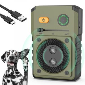 Anti Aboiement pour Chien, 50 Pieds Automatique Boitier Anti Aboiement Chien, 3 Modes Ultrason Chien Rechargeable, Appareil Anti-aboiement Efficace pour Petits Moyens Grands Chien Intérieur Exterieur (ouzhou888, neuf)