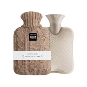 OliviaLiving Sac à eau chaude Bouillotte 2 litres chauffante et rechargeable avec housse en tricot pour soulager la douleur thérapie par le froid chaud (Le café) (OLIVIA LIVING, neuf)
