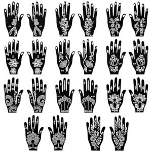 Alaoo 22 Feuilles Main Pochoir Tatouage Temporaire, R&eacute;Utilisables Tatouage Pochoir, Tatouage Main Temporaire Autocollantspochoirs de Tatouage Temporaire Pour Femmes Filles Et Adolescents (Alaoo, neuf)