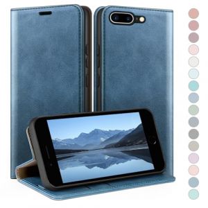 HUOUH Coque pour iPhone 7 Plus/8 Plus 5.5" avec RFID Blocage Etui &agrave; Rabat en Cuir de Premium,Fentes pour Cartes,Coques de Case,Cover &agrave; Rabat pour Apple 7 Plus/8 Plus Portefeuille Bleu Vif (Marketing Enhance Shop, neuf)