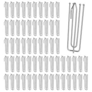 EFUTURETIME Lot de 60 crochets de rideaux en acier inoxydable avec 4 dents pour rideaux avec galon fronceur, crochets en m&eacute;tal, crochets pour la fabrication de plis de rideaux (efuturetime, neuf)