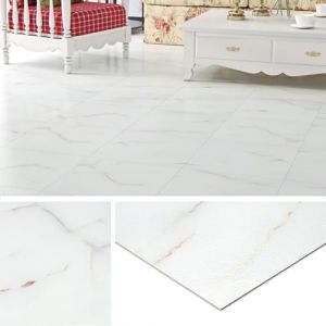 Livelynine Lino Sol Adhesif Chambre Marbre Blanc et Or Dalle PVC Adhesive Sol Salle de Bain Marbre Clair 30x30CM 32-Dalles Imperm&eacute;able Carrelage Adhesif Sols Cuisine Salon Sols PVC Adh&eacute;sif Blanc Wc (Livelynine Euro, neuf)