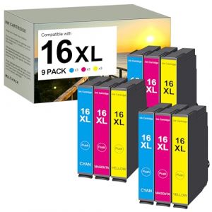 Cartouche d'encre Compatible 16XL Multipack pour Epson Workforce WF-2750 WF-2760 WF-2660 WF-2650 WF-2630 WF-2540 WF-2530 WF-2010 WF-2510 (3 Cyan, 3 Magenta, 3 Jaune, Lot de 9) (SPIDER POLY LTD, neuf)
