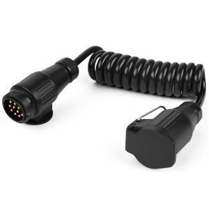 Gaethra Câble Remorque 13 Broches Spiralé 2m, Rallonge Spiralée Étanche 12V/24V, Connecteur Anhänger 13 Pôles pour Voiture, Camion, Tracteur, Caravane, Camping-Car, Remorque Électrique (KYRIACOSGATHRA, neuf)