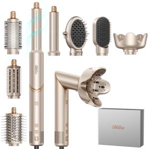 UKLISS Seche Cheveux Pro 8 en 1, Brosse Soufflante - Airstyler Style Hair Airbrush 110K RPM, Air Styler avec 300M Ionique N&eacute;gatif, Fers &agrave; Boucle Automatique 32mm, Rapide et Facile, Maison/Voyage (ukliss beauty, neuf)