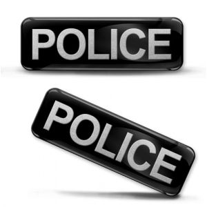 Biomar Labs 2 x 3D Gel Autocollants Silicone Badge Embleme Noir Voiture Moto Casque V&eacute;lo Fen&ecirc;tre Porte Ordinateur T&eacute;l&eacute;phone Tablette Police KS 74 (Biomar Labs&reg;, neuf)