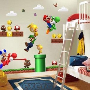 LIZHIOO 3D Autocollant Mural Super Mario Bros Mural Amovible Vinyle Stickers Enfants D&eacute;cor de P&eacute;pini&egrave;re Art Cr&egrave;che Maison Chambre (AAABest, neuf)