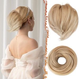 BARSDAR Cheveux Chignon Queue de Cheval Extension, Synth&eacute;tique Court Raides Queue de Cheval Chignon Extension de Cheveux Elastique Blond Chouchou Chignon Postiche pour Femmes Fille (Miel Blond Mixte) (BARSDAREU, neuf)