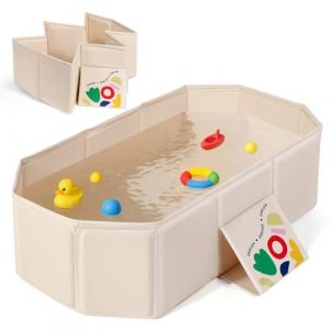 Orzbow Baignoire Pliable Bébé, Baignoire Bébé Portable avec Triangle D'appui, Baignoire Enfant Voyage pour Usage Extérieur, Convient pour Les 0-8 ans, Se Plie en 0,1 m³, Économie D'espace, Blanc (Orzbow Official Store, neuf)