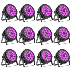 12 pi&egrave;ces UV+RGB 200W LED Par Projecteur, 18 led par projecteur lumi&egrave;re de sc&egrave;ne lumi&egrave;re de f&ecirc;te RGB DMX512 5-en-1 &eacute;clairage par lumi&egrave;re disco pour sc&egrave;ne DJ Party Show Bar Halloween No&euml;l (fhgb376, neuf)