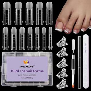 TOROKOM Poppit Ongle Kit pour Orteils, 120PCS R&eacute;utilisable Mat Capsules Popits Ongle Nail d'extension Kit, Faux Ongles Capsules Couverture Compl&egrave;te Nail Tips incl Pinsel und Feile (TMLE-EU, neuf)