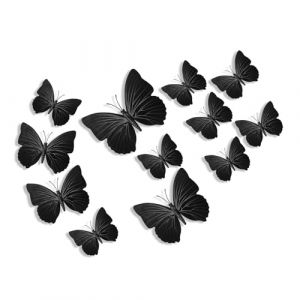 MultiValue 12 Pcs Stickers Papillon, Simulation 3D Papillon Decoration Imperm&eacute;able Magn&eacute;tique Stickers Muraux avec Ruban Adh&eacute;sif Pour Chambre &agrave; Coucher, Cuisine, Casier, Bureau, Tableau Blanc (MultiValue-EU, neuf)