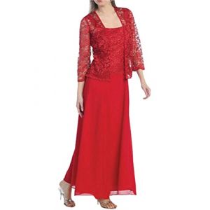 Minetom Femme Robe De Soiree F&ecirc;te Dentelle Dress De Ceremonie Mariage Cocktail sans Manche Tulle Bol&eacute;ros Demoiselle d'honneur Robe E Rouge 44 (B.W.S KIT, neuf)