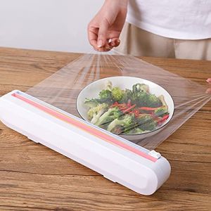 Xiangze Distributeur Film Alimentaire,Coupeur de Film étirable avec Un Rouleau de Pellicule, Dérouleur Coupe-Film Papier Alimentaire,Wrap Distributeur pour Film Alimentaire Feuille d'Étain Cuisine (Bzhsm, neuf)