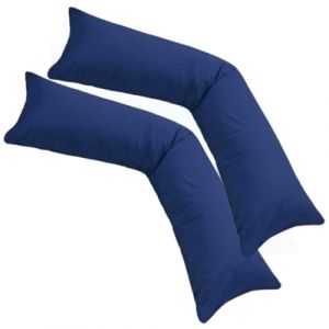 Moon Lot de 2 housses de coussin Traversin en jersey 100% coton Taie d'oreiller Coussin d'allaitement, bleu fonc&eacute;, 2er Pack 40x200 (premiumshop321, neuf)
