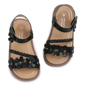 SEAUR Sandale d'Été Enfant Fille Sandale Barefoot Chaussure Ouverte Fille Sandales Élégante Noir Enfant Sandales Légères 23 EU (DIGECM, neuf)