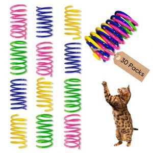 AGYM Jouets &agrave; Ressort pour Chat, Disponibles en Lots de 60 ou 30 pour Chats d'int&eacute;rieur, bobines &agrave; Ressort en Plastique color&eacute; et Durable Qui attirent Les Chats &agrave; Taper, Mordre, chasser, Jouets (shudao, neuf)