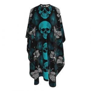Cape De Cheveux Occultisme Gothique Papillon Mort Cr&acirc;ne Lune Cape De Salon De Coiffure Anti Statique Anti-Taches Tablier De Barbier, Pour Adultes, Femme, Le Dyeing, 140x168cm (MoTaiFenShop, neuf)