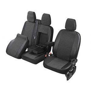 Pokter Housses de siège Viva sur mesure pour Ford Custom 2012-/2018- 2+1- Première rangée (1+2) 4D-DV-VI-3M-TC-259 Noir Simili Cuir Auto Housses de Siège Auto (4dich, neuf)