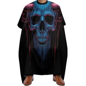 Cape de Coupe Art gothique de crâne de chèvre, Réglable Tablier de Coiffure Unisexe Cape de Barbier pour Couper Adultes 140X168cm (guangzhouchengzemaoyizhongxingerenduzi, neuf)