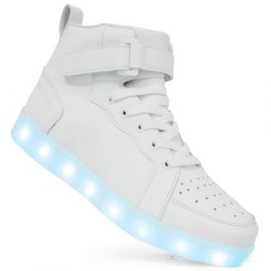 Vorkhuaeri Baskets Lumineuses pour Enfants et Adultes, Baskets LED pour Garçons et Filles, Chargeur USB, Chaussures Montantes Clignotantes Xmas (C-White,43) (CHEMANEU, neuf)