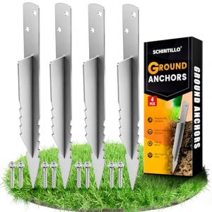 SCHINTILLO 4Pcs Ancrages au Sol Ancrage Balancoire, Galvanisé à Chaud Piquet Cloture Bois Ancre pour Balançoire, Piquet Ancrage Support de Poteau à Enfoncer (Leegow, neuf)
