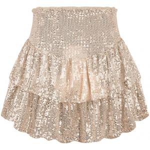 Ocean Plus Mini-Jupe pour Femme avec Short Int&eacute;rieur Jupe Perl&eacute;e &agrave; Paillettes Jupe Courte Skort Couleur Unie Jupe Pliss&eacute;e avec Fermeture &eacute;clair Jupe Pantalon (XS (EU 30-32), Beige) (Ocean Plus, neuf)