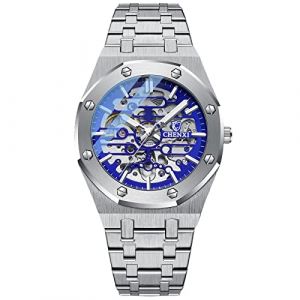 RORIOS Montre Homme Mécanique Automatique Lumineuse Avec Bracelet en Acier Inoxydable - Décontractée Squelette (facemurto OÜ, neuf)