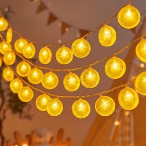 ENLACE Guirlande lumineuse citrons, 1,5 m, 10 LED, jaune, lumière décorative pour terrasse, salon, chambre à coucher, fête, mariage, carnaval, décoration de Noël, intérieur et extérieur (DONGWANG, neuf)
