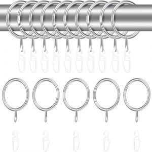 20 Pi&egrave;ces Anneaux Rideaux, Anneau Rideau, Crochet Rideau avec Pince, Accroche Rideau Robuste, Antirouille, pour Tringle &agrave; Rideaux (DINODANUBE TRADING, neuf)