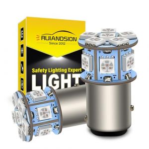 Ruiandsion 2pcs 1157 BAY15D Ampoule LED 12V Super Bright 5050 12SMD Chipsets ambre/Jaune LED Ampoule de rechange pour Lumi&egrave;re de sauvegarde Feu de recul Feu de freinage, Non-polarit&eacute; (Ruiandsion, neuf)