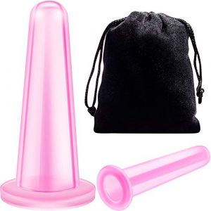 Set de Th&eacute;rapie de Ventouses en Silicone Kit de Ventouses de Massage sous Vide Ventouse Anti-Cellulite Ventouse de Corps Visage pour Stimulation Circulation, 2 Tailles (Rose) (Holphou, neuf)