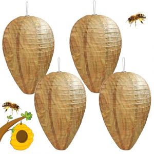 Leurres De Nid De Guêpes, 4 Pièces Nid de Guêpe en Papier Faux, Leurre de Nid de Frelons, Leurre de guêpes à Suspendre, Nid Artificiel de Guêpe, pour Le Jardin Extérieur et la Piscine (Larry Red EU, neuf)