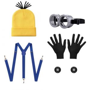 PUERFOCA 5 Pcs Jaune Costume Lunettes Kits pour Cosplay, Deguisement Halloween Carnaval pour Femme Homme Enfant, Cosplay Accessoires pour Halloween Carnaval Film Costum (Freda-EU, neuf)