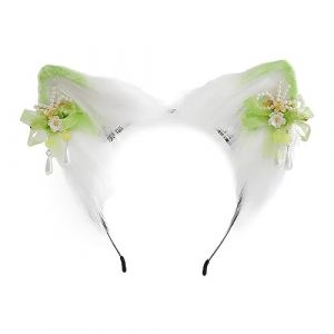 Oxtxuzdm Cerceau &agrave; cheveux en forme d'oreille de renard avec fleur - Accessoire de f&ecirc;te cosplay pour adolescents et adultes - Serre-t&ecirc;te pour Halloween (SSIFDCXXIHPI, neuf)